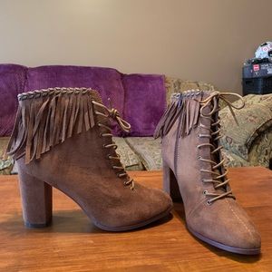 Brown Heeled Booties Size 11